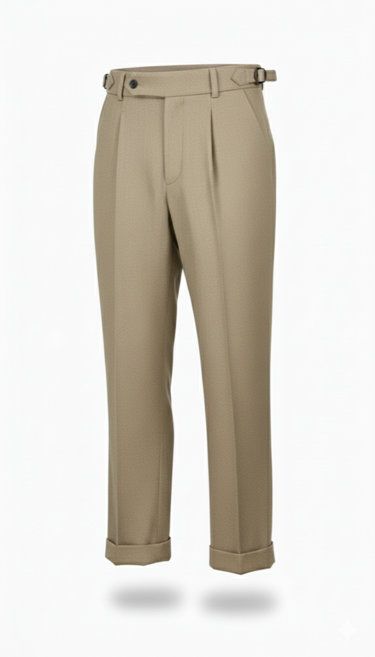 ベルトレスウールスラックス